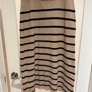 Reitmans Beige with Black Stripe Knit Maxi Skirt